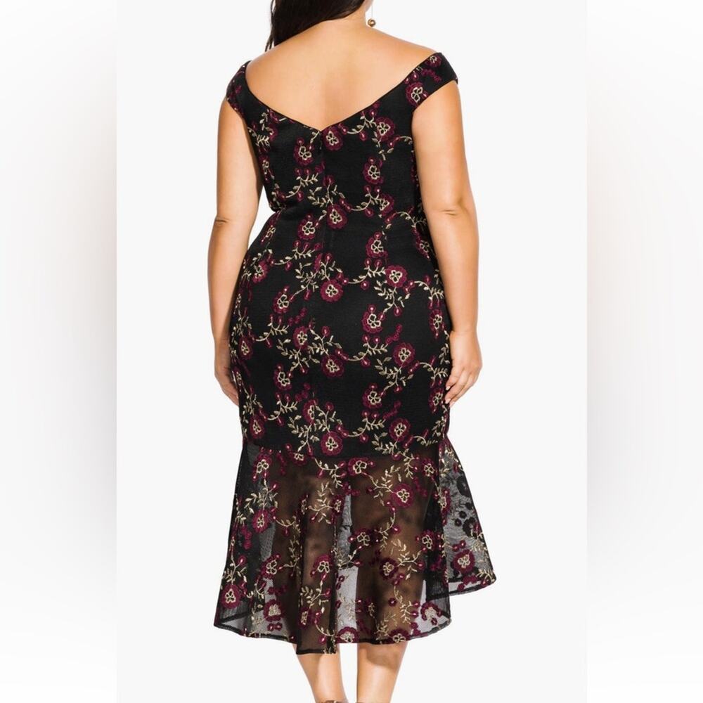 NWT City Chic embroidered off the shoulder Decadence mermaid dress - Picture 2 of 16